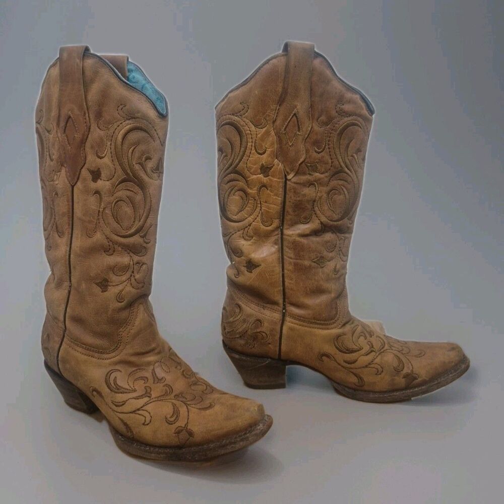 Corral Women's Honey Snip Toe Boots Size 7.5M Brown leather  A3309